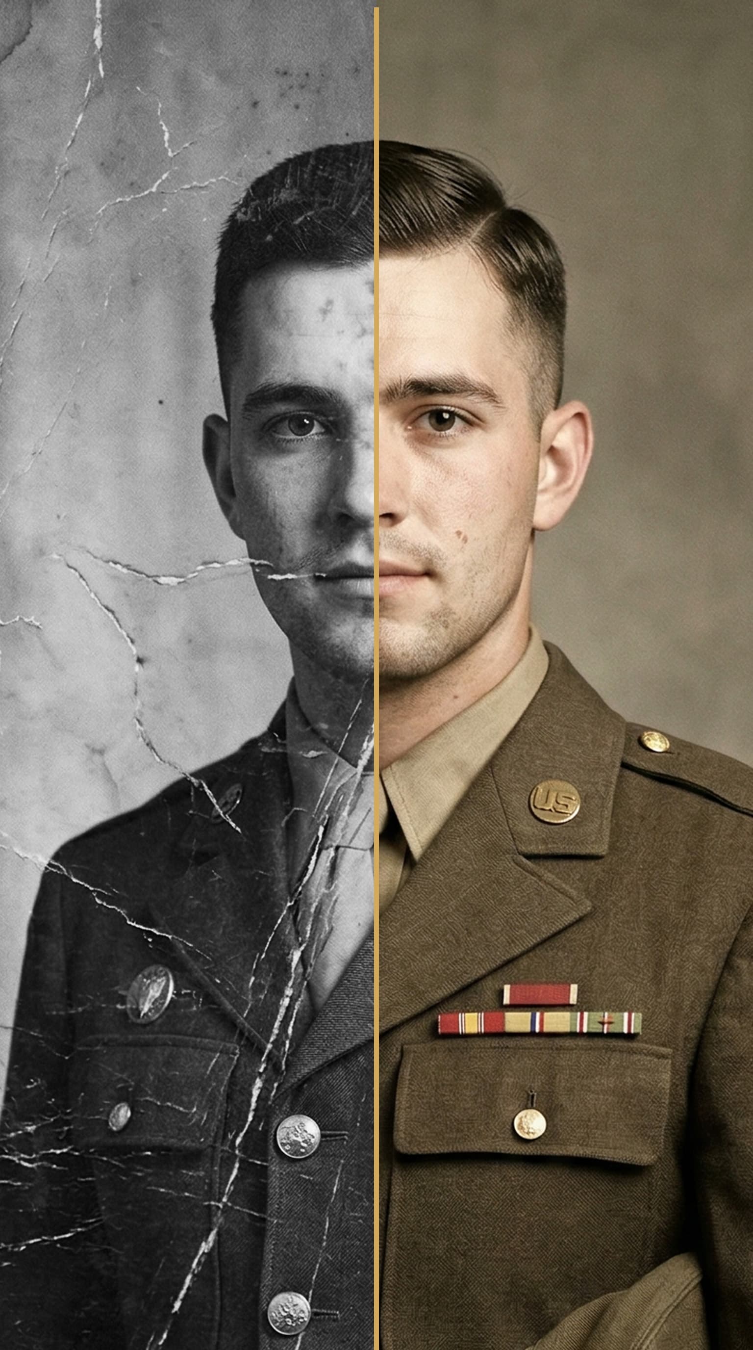 RestorePic app showing a colorized photo result