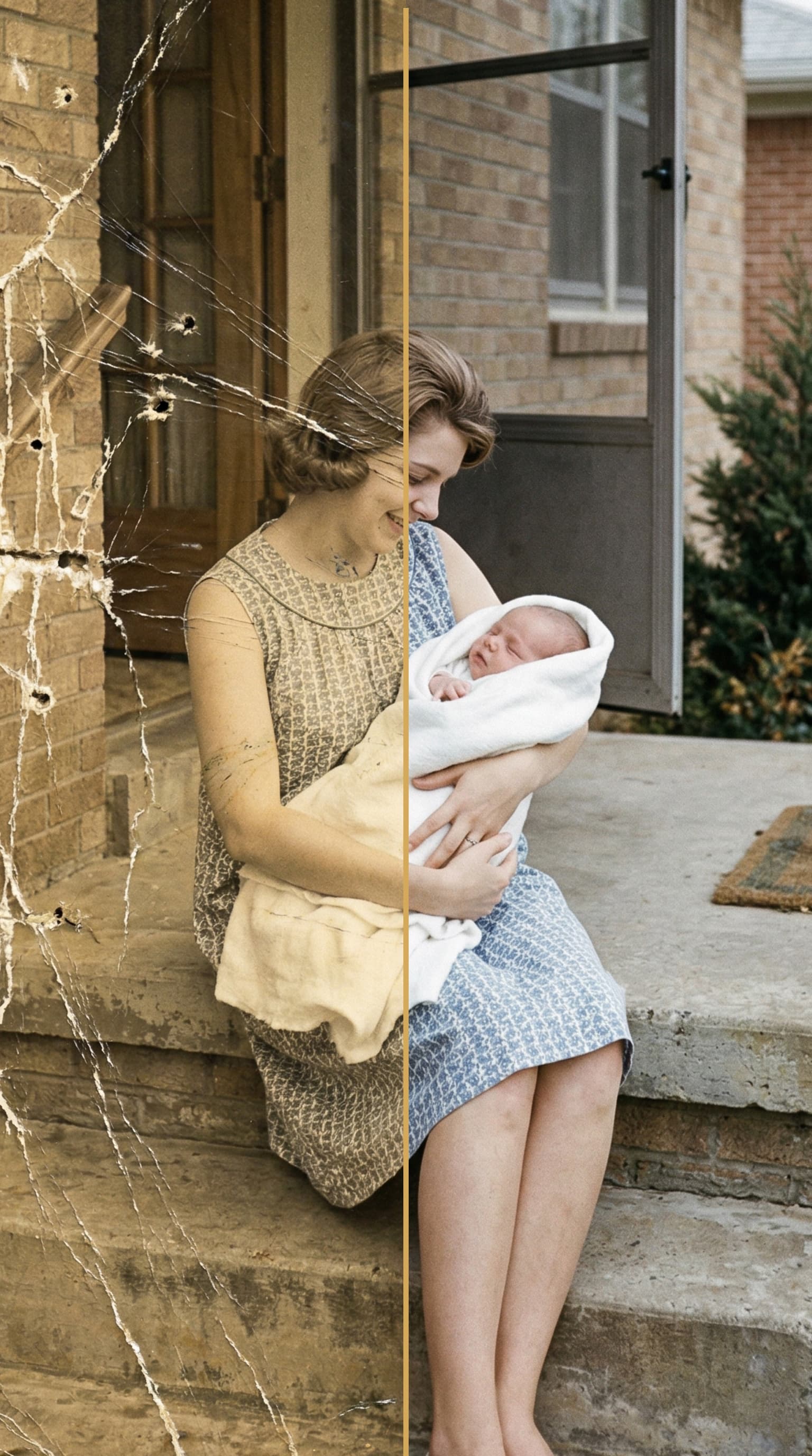 RestorePic app showing photo restoration in progress